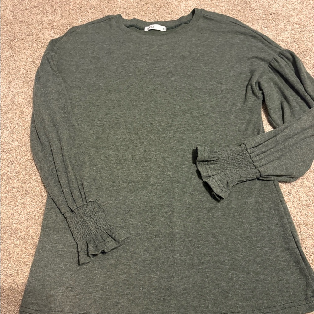Elegant Forest Green Long Sleeve Top